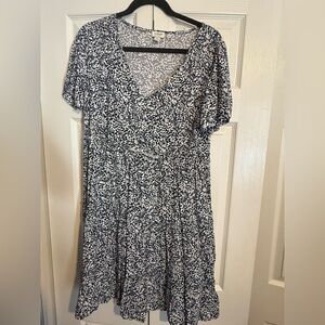 J crew Navy and White Floral Dress